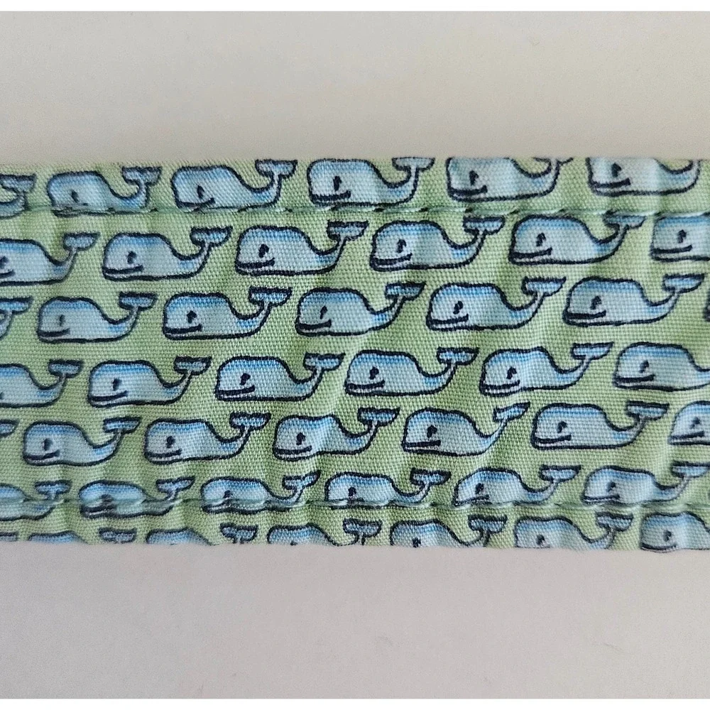 Vineyard Vines D Ring Belt Mens Lg Green Blue Whales Cotton Preppy Beach Golf